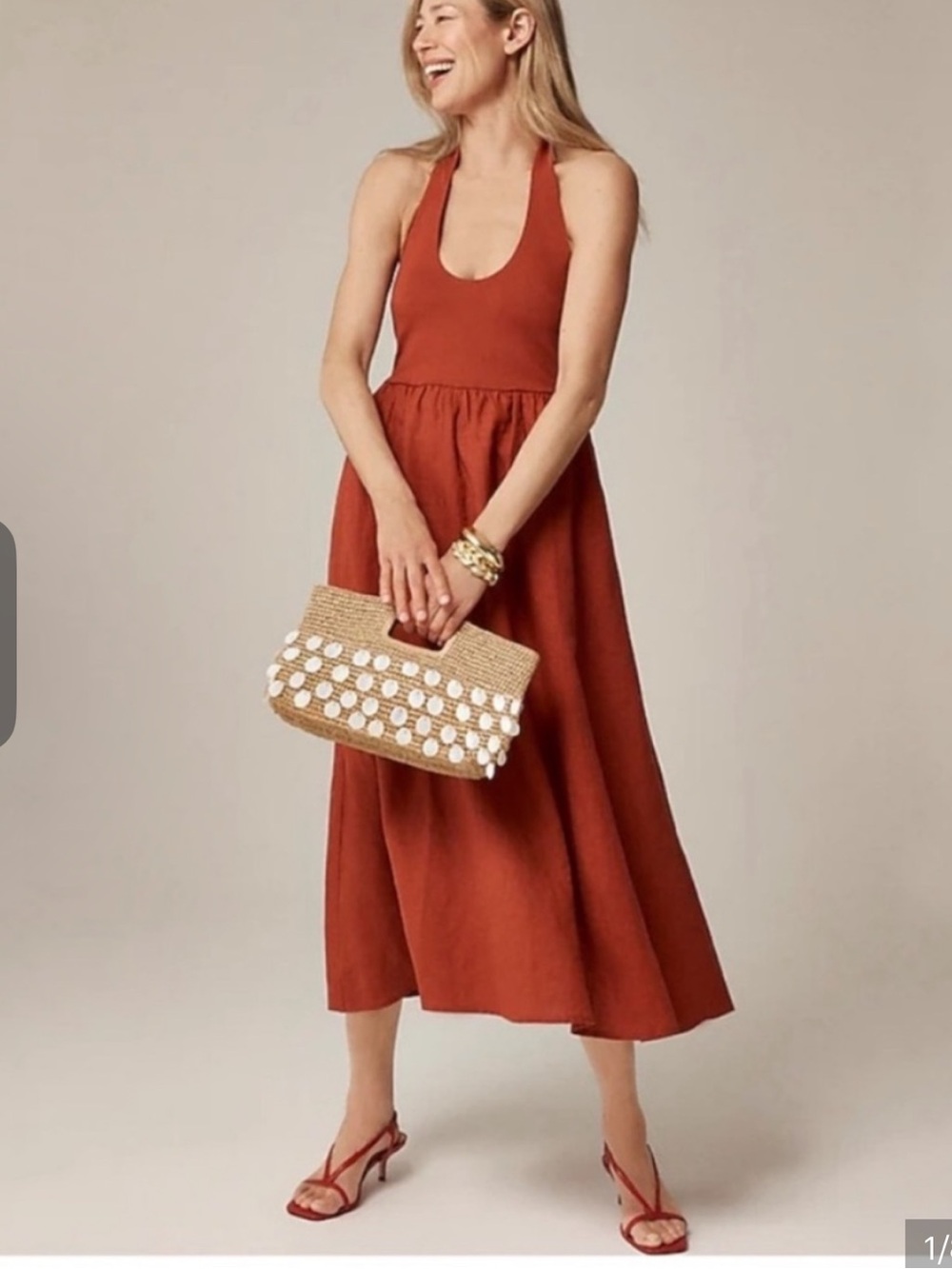J crew linen halter mixy dress